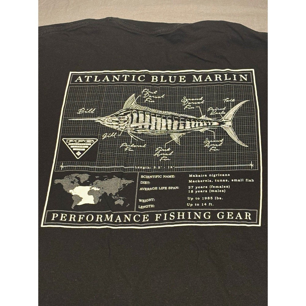 Columbia PFG Men’s 2XL Big & Tall Black Marlin Logo Graphic Crew Neck T-Shirt